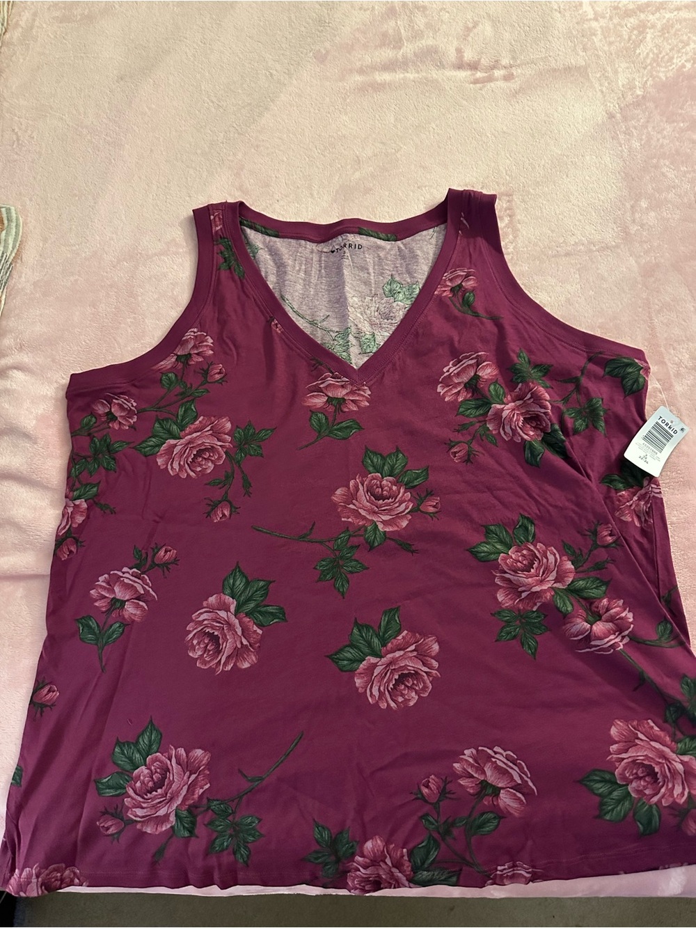 torrid Plum Floral V-Neck Tank Top